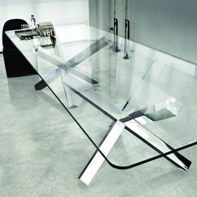 Sovet Italia Aikido Two Bases Fixed Dining Table in 2 Different Sizes