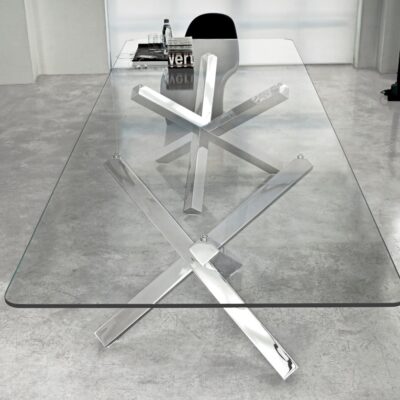 Sovet Italia Aikido Two Bases Fixed Dining Table in 2 Different Sizes