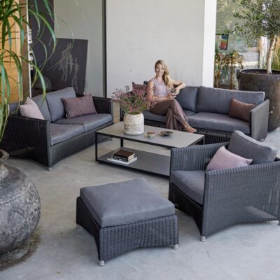 Cane-line Outdoor Diamond Lounge Chair with Quick Dry Cushions