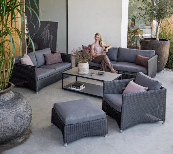 Cane-line Outdoor Diamond Lounge Chair with Quick Dry Cushions