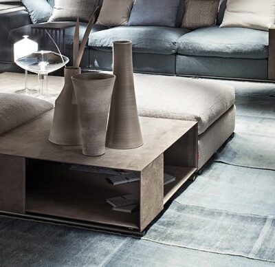 Flexform GorundPiece Coffee Table in Tan Suede