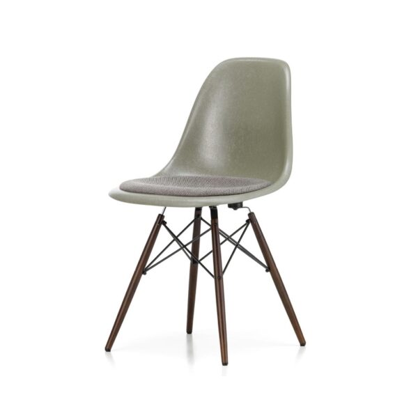 Eames Fiberglass Side Chair DSW wooden base & Upholstery-0