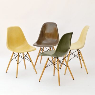 Eames Fiberglass Side Chair DSW wooden base & Upholstery-78730