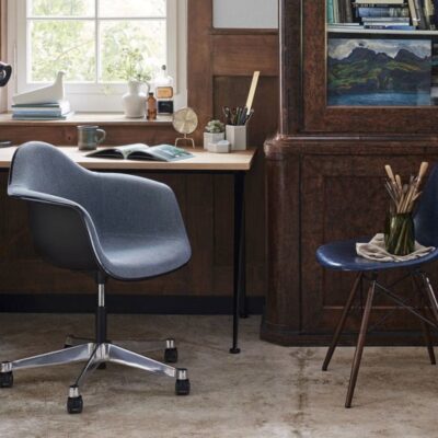 Eames Fiberglass Side Chair DSW wooden base & Upholstery-78732