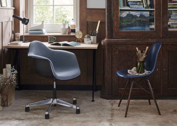 Eames Fiberglass Side Chair DSW wooden base & Upholstery-78732