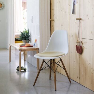 Eames Plastic Side Chair DSW Wood Base & Upholstery-78706