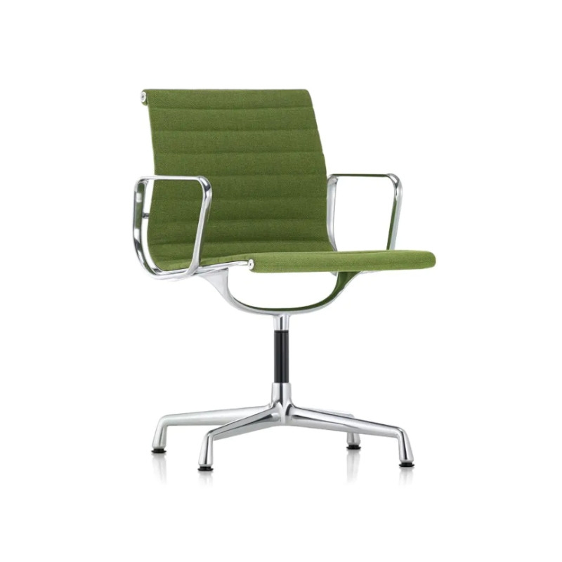 Vitra Aluminium Chair EA 104 Fabric and Leather Swivel Upholstery-78179