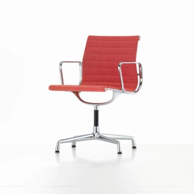 Vitra Aluminium Chair EA 104 Fabric and Leather Swivel Upholstery-0