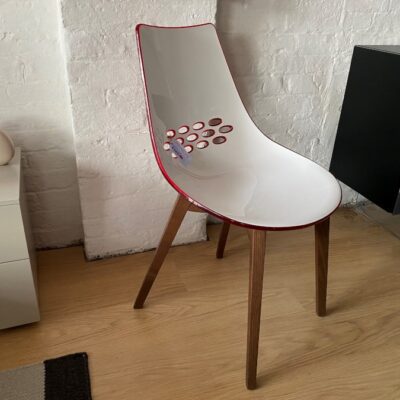 Calligaris Connubia Jam Chair Wooden Legs - Glossy Optic White/Transparent Red