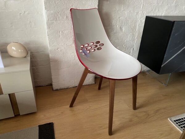 Calligaris Connubia Jam Chair Wooden Legs - Glossy Optic White/Transparent Red