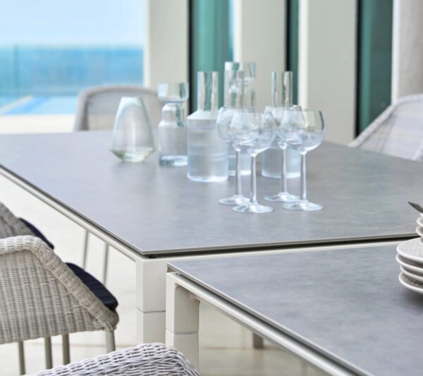 Cane-line Pure Outdoor Dining Table 200 x 100cm - Light Grey/Aluminium