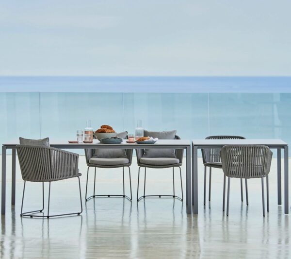 Cane-line Pure Outdoor Dining Table 200 x 100cm - Light Grey/Aluminium