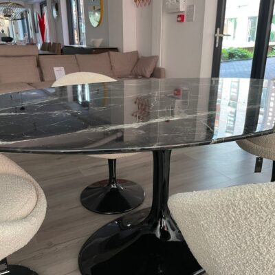 Eichholtz Solo Oval Dining Table Black Faux Marble Ex-Display