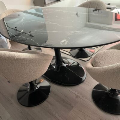 Eichholtz Solo Oval Dining Table Black Faux Marble Ex-Display