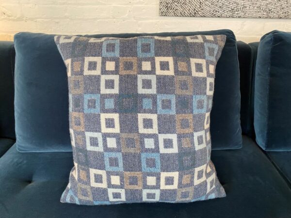 Melin Tregwynt Welsh Woollen Madison Cushion - Dark blue/grey