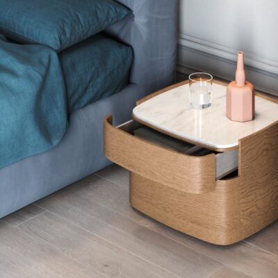 Novamobili Norman Bedside Cabinet Table with optional Marble Top