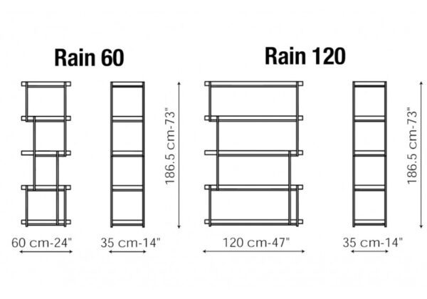 Bonaldo Rain Bookcase & Shelves 60cm