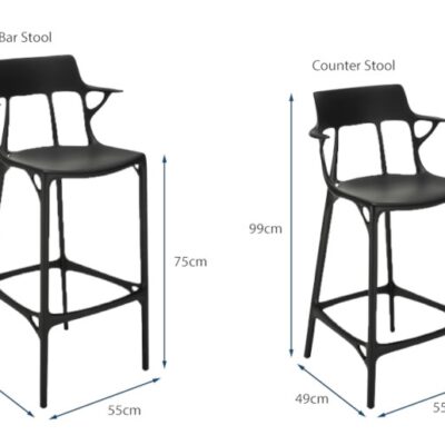 Kartell A.I. Fixed Stool / Barstool 65 or 75 Seat Height