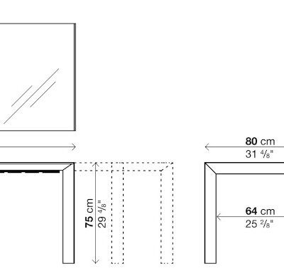 Kristalia Nori Glass Extendable Dining Table Depth 80cm