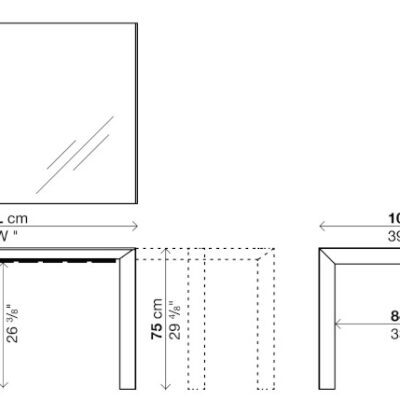 Kristalia Nori Glass Extendable Dining Table Depth 100cm