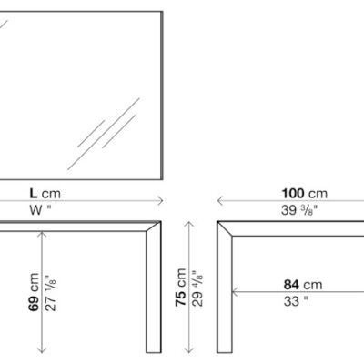 Kristalia Nori Glass Fixed Dining Table Depth 100cm