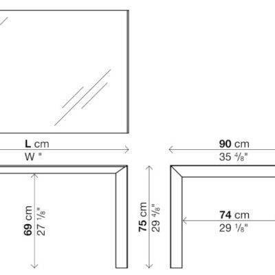 Kristalia Nori Glass Fixed Dining Table Depth 90cm