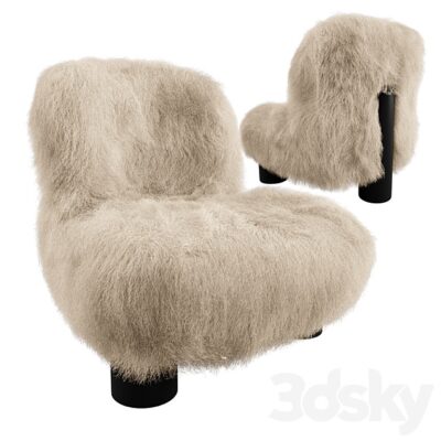 Arflex Botolo Low Lounge Chair / Armchair in Fur