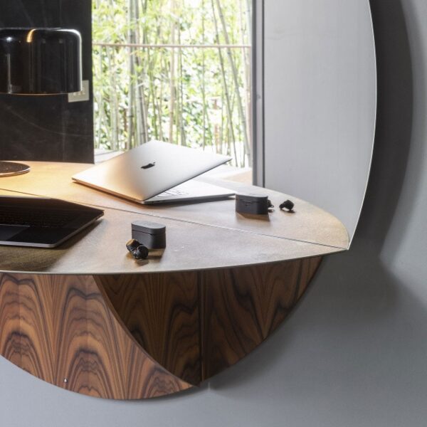 Mogg Brame Mirror Round with Console Shelf Storage