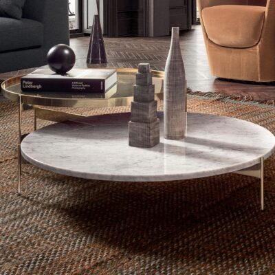 Pianca Abaco Round Coffee Table 60 Quiet Metal, Leather, Marble, Conrete or Glass