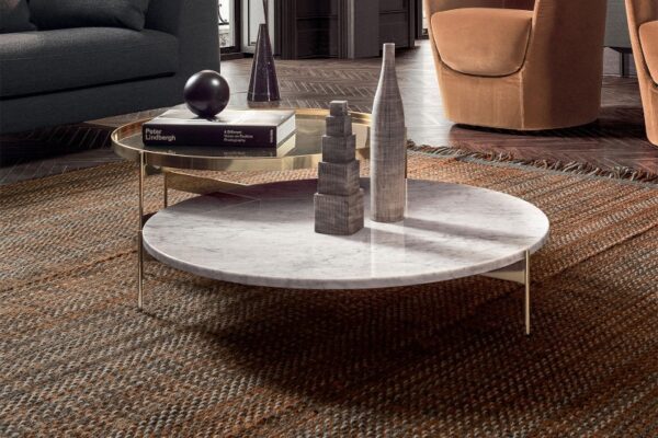 Pianca Abaco Round Coffee Table 60 Quiet Metal, Leather, Marble, Conrete or Glass