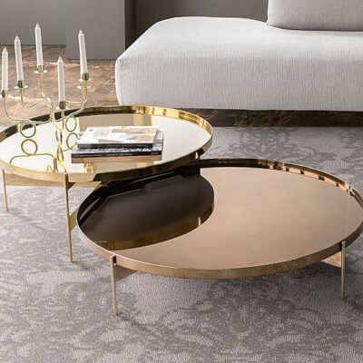 Pianca Abaco Round Coffee Table 60 Quiet Metal, Leather, Marble, Conrete or Glass