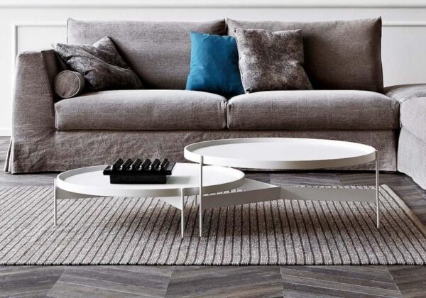 Pianca Abaco Round Coffee Table 60 Quiet Metal, Leather, Marble, Conrete or Glass