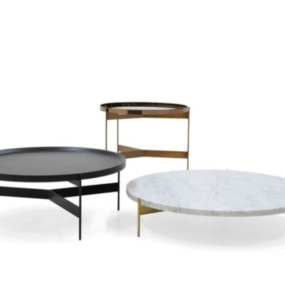 Pianca Abaco Round Coffee Table 60 Quiet Metal, Leather, Marble, Conrete or Glass