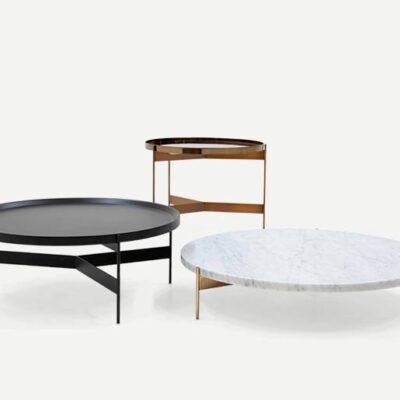 Pianca Abaco Round Coffee Table 60 Quiet Metal, Leather, Marble, Conrete or Glass