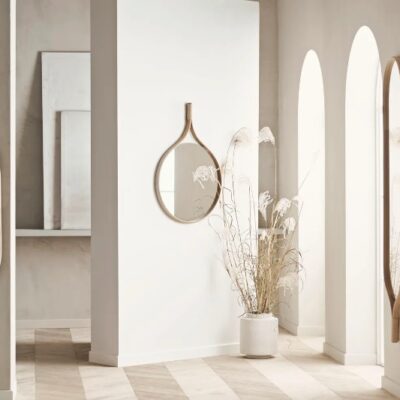 Bolia Racquet Wall Mirror in Soap or Black Oak Height 101cm