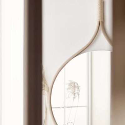 Bolia Racquet Wall Mirror in Soap or Black Oak Height 101cm