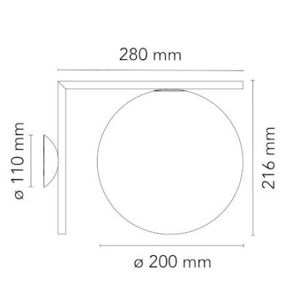 FLOS IC C/W1 Wall or Ceiling Light Dimension