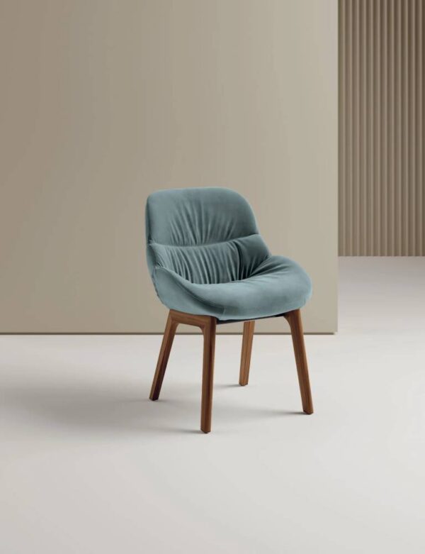 Bontempi Casa Amelie Dining Chair with Wood Base and Legs at Urbansuite