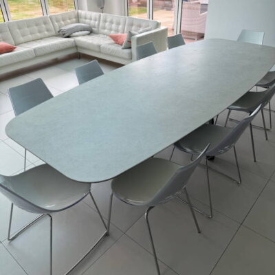 Calligaris Cartesio Barrel Dining Table 3m Salt White Ceramic Top Ex-Display at Urbansuite